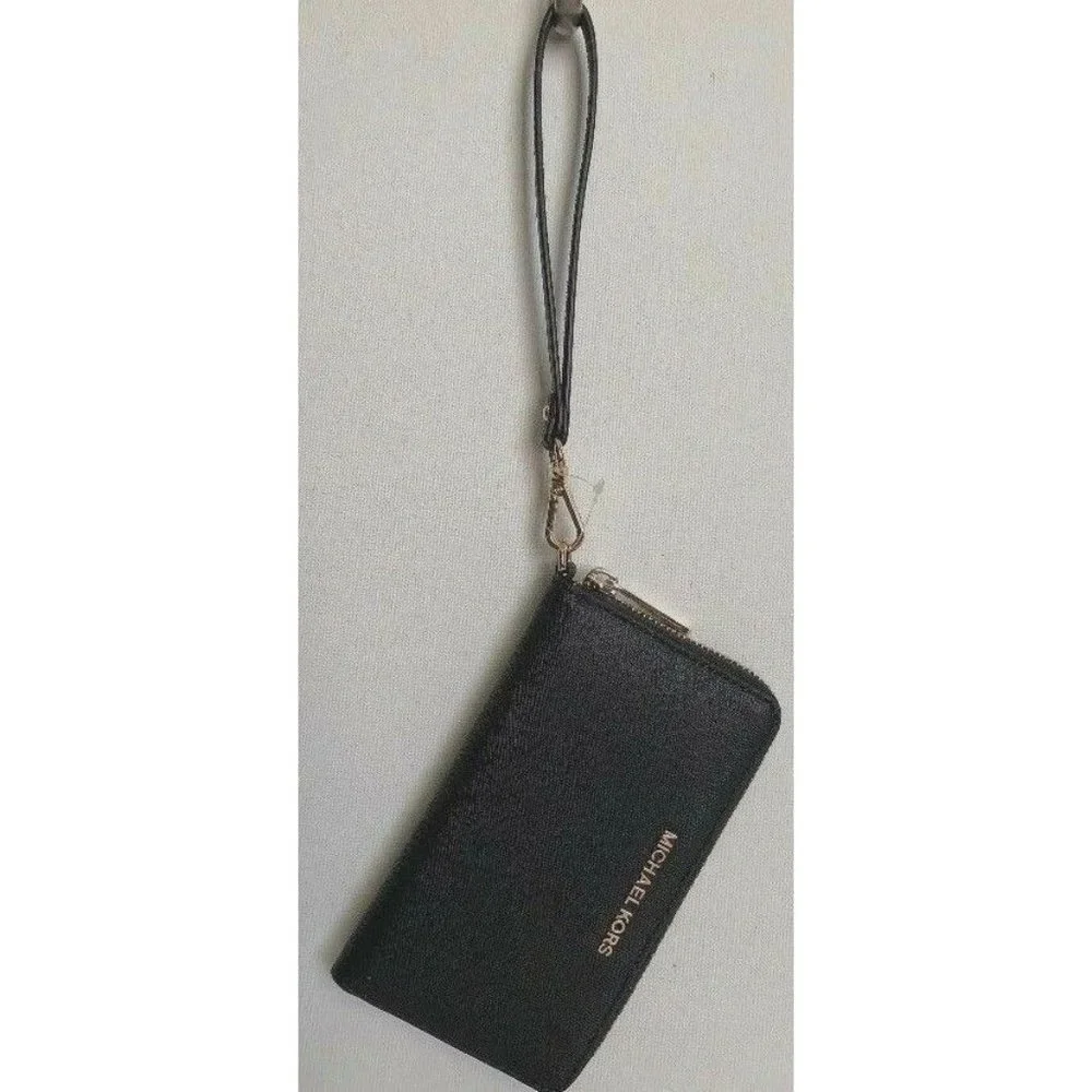 New Michael Kors Jet Set Travel Large Flat phone case Leather Black - Picture 6 of 6